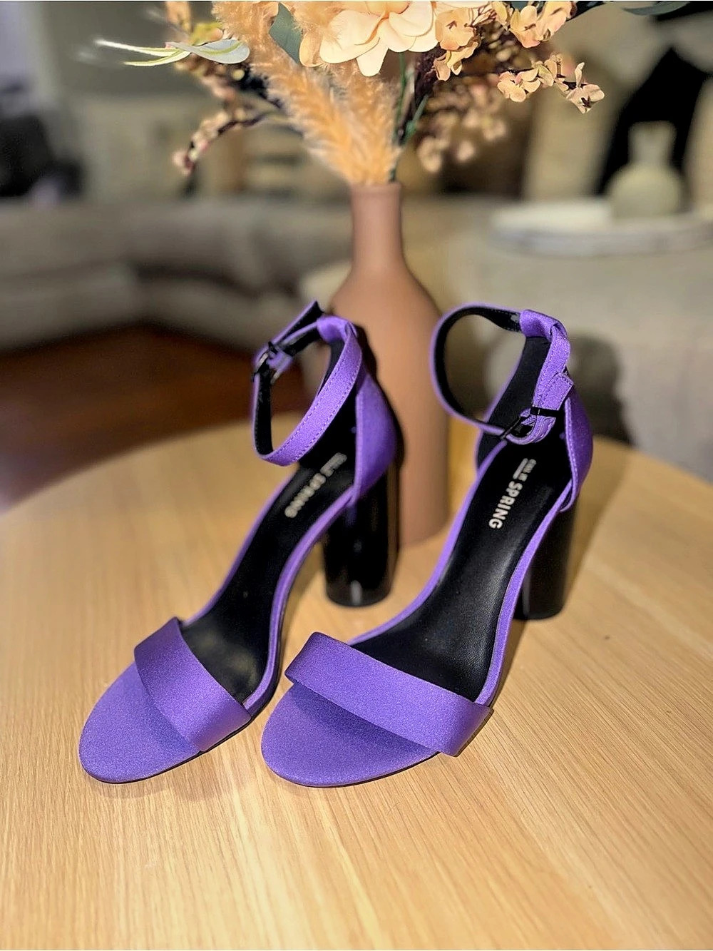 Call It Spring Kianna Ankle-Strap Block-Heel Sandals Purple Like New